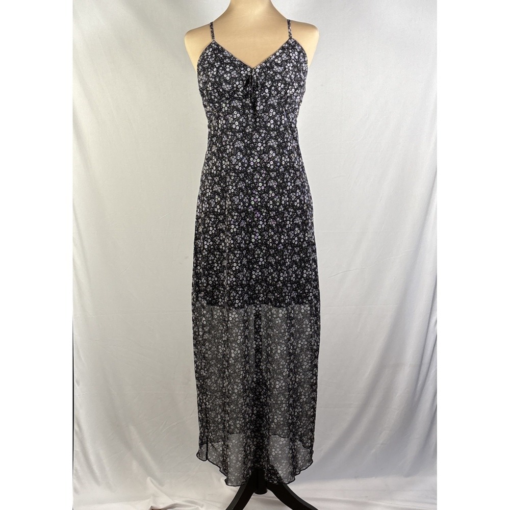 Y2K Whimsigoth Fairy Grunge Floral Babydoll Dress XL Sheer Dark Coquette Lined